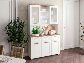 Буфет Катерини (дуб бельмунд/белое дерево) в Завьялово - zavyalovo.mebel-nsk.ru | фото
