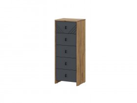 Комод 5ящ. Байкал (дуб крафт золотой/графит) в Завьялово - zavyalovo.mebel-nsk.ru | фото