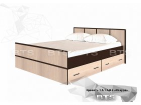 Кровать двуспальная с ящиками 1,4м Сакура (BTS) в Завьялово - zavyalovo.mebel-nsk.ru | фото
