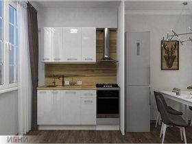 Кухонный гарнитур МДФ Выгодно и точка 1,5 м (белый глянец) в Завьялово - zavyalovo.mebel-nsk.ru | фото