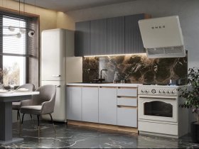 Кухонный гарнитур Ника 1,6 м (графит/серый софт) в Завьялово - zavyalovo.mebel-nsk.ru | фото