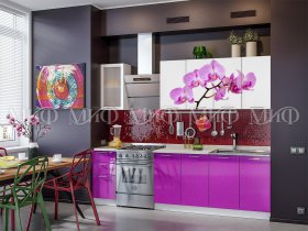 Кухонный гарнитур Орхидея (фиолетовый) в Завьялово - zavyalovo.mebel-nsk.ru | фото