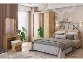 Модульная спальня Виктория-1 (дуб крафт золотой) в Завьялово - zavyalovo.mebel-nsk.ru | фото