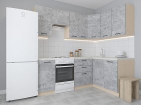 Модульная угловая кухня 1,4м*2,1м Лада (цемент) в Завьялово - zavyalovo.mebel-nsk.ru | фото