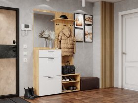 Прихожая Монтана (дуб крафт золотой/белый) в Завьялово - zavyalovo.mebel-nsk.ru | фото