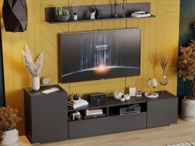 Стенка «Сильвия» (графит серый) в Завьялово - zavyalovo.mebel-nsk.ru | фото