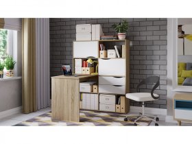 Стол письменный тип 7 (дуб сонома/белый ясень) в Завьялово - zavyalovo.mebel-nsk.ru | фото