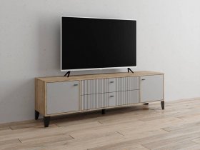 Тумба под ТВ Парус-10 (дуб крафт серый/серый) в Завьялово - zavyalovo.mebel-nsk.ru | фото